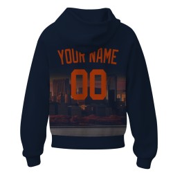 Custom Black Orange City Silhouette Style Fashion Athletic Pullover Sweatshirt Hoodie