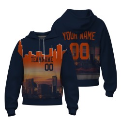 Custom Black Orange City Silhouette Style Fashion Athletic Pullover Sweatshirt Hoodie