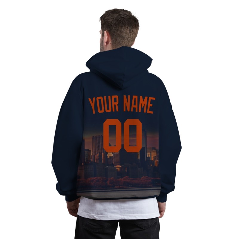Custom Black Orange City Silhouette Style Fashion Athletic Pullover Sweatshirt Hoodie