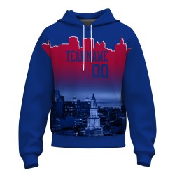 Custom Blue Violet  Cherry Red City Silhouette Style Fashion Athletic Pullover Sweatshirt Hoodie
