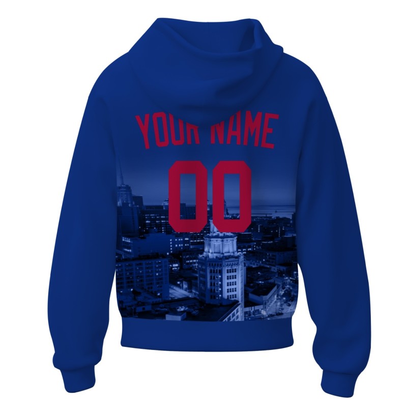 Custom Blue Violet  Cherry Red City Silhouette Style Fashion Athletic Pullover Sweatshirt Hoodie