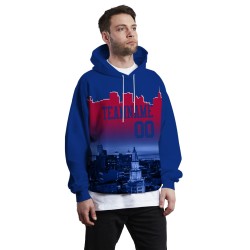 Custom Blue Violet  Cherry Red City Silhouette Style Fashion Athletic Pullover Sweatshirt Hoodie