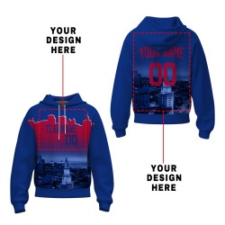 Custom Blue Violet  Cherry Red City Silhouette Style Fashion Athletic Pullover Sweatshirt Hoodie
