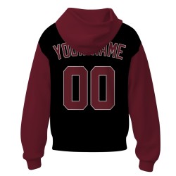 Custom Black Dark Red-White Fashion Athletic Pullover Sweatshirt Hoodie