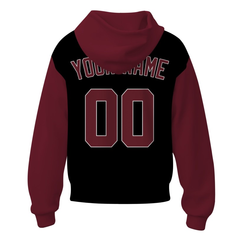 Custom Black Dark Red-White Fashion Athletic Pullover Sweatshirt Hoodie