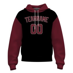 Custom Black Dark Red-White Fashion Athletic Pullover Sweatshirt Hoodie