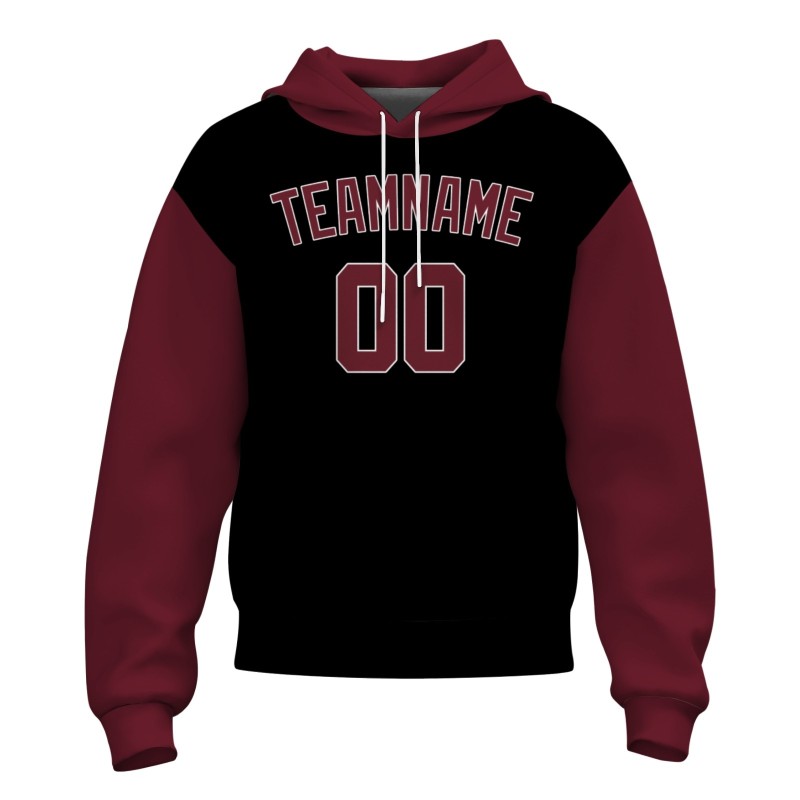 Custom Black Dark Red-White Fashion Athletic Pullover Sweatshirt Hoodie