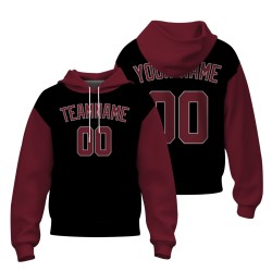Custom Black Dark Red-White Fashion Athletic Pullover Sweatshirt Hoodie