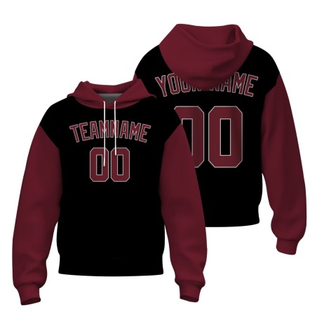 Custom Black Dark Red-White Fashion Athletic Pullover Sweatshirt Hoodie