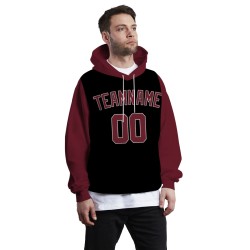 Custom Black Dark Red-White Fashion Athletic Pullover Sweatshirt Hoodie