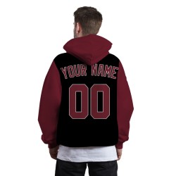 Custom Black Dark Red-White Fashion Athletic Pullover Sweatshirt Hoodie