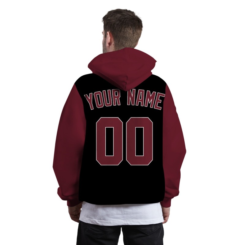 Custom Black Dark Red-White Fashion Athletic Pullover Sweatshirt Hoodie