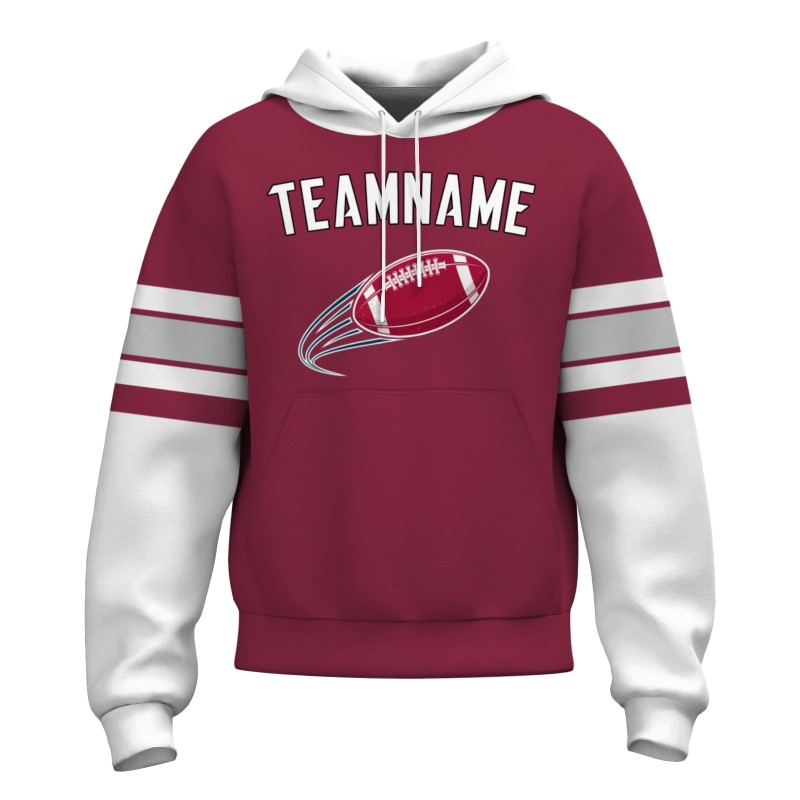 Custom Mahogany White-Black Rugby Style Fashion Athletic Pullover Sweatshirt Hoodie