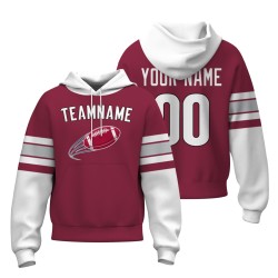 Custom Mahogany White-Black Rugby Style Fashion Athletic Pullover Sweatshirt Hoodie