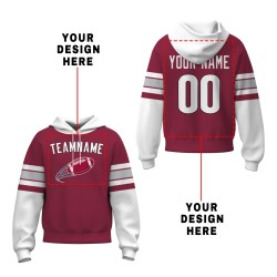Custom Mahogany White-Black Rugby Style Fashion Athletic Pullover Sweatshirt Hoodie