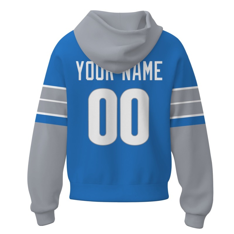 Custom Blue White-Gray Rugby Style Fashion Athletic Pullover Sweatshirt Hoodie