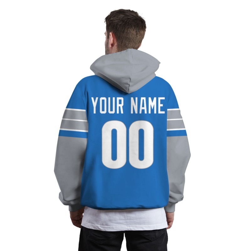Custom Blue White-Gray Rugby Style Fashion Athletic Pullover Sweatshirt Hoodie