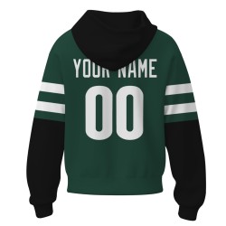 Custom Pine Green White Rugby Style Fashion Athletic Pullover Sweatshirt Hoodie