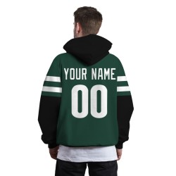 Custom Pine Green White Rugby Style Fashion Athletic Pullover Sweatshirt Hoodie