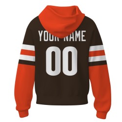 Custom Orange Brown White Rugby Style Fashion Athletic Pullover Sweatshirt Hoodie