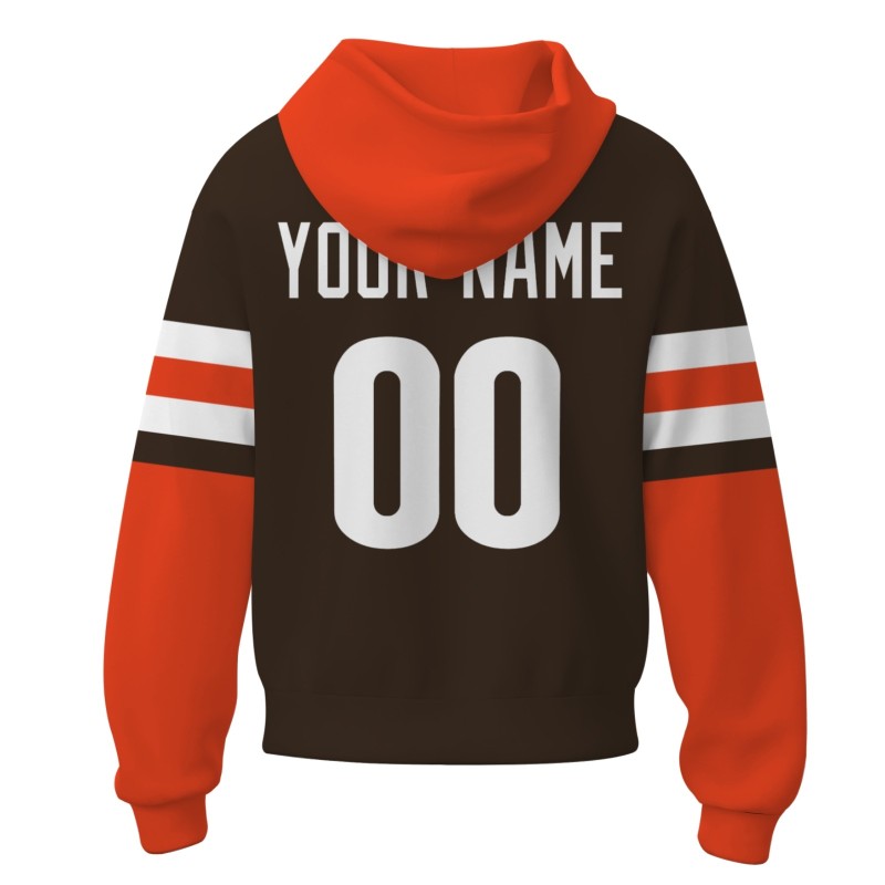 Custom Orange Brown White Rugby Style Fashion Athletic Pullover Sweatshirt Hoodie