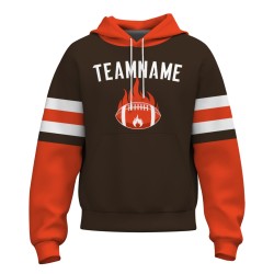 Custom Orange Brown White Rugby Style Fashion Athletic Pullover Sweatshirt Hoodie