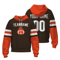 Custom Orange Brown White Rugby Style Fashion Athletic Pullover Sweatshirt Hoodie