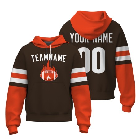 Custom Orange Brown White Rugby Style Fashion Athletic Pullover Sweatshirt Hoodie