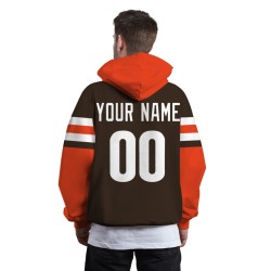 Custom Orange Brown White Rugby Style Fashion Athletic Pullover Sweatshirt Hoodie