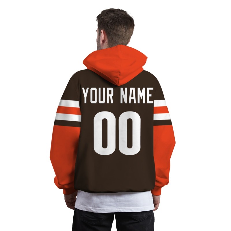 Custom Orange Brown White Rugby Style Fashion Athletic Pullover Sweatshirt Hoodie