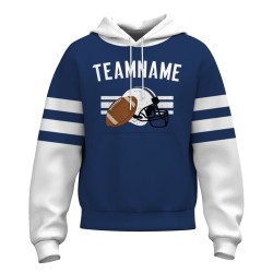 Custom Navy Blue White Rugby Style Fashion Athletic Pullover Sweatshirt Hoodie