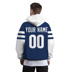 Custom Navy Blue White Rugby Style Fashion Athletic Pullover Sweatshirt Hoodie