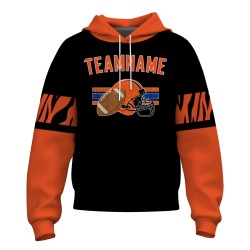 Custom Black White-Orange Rugby Style Fashion Athletic Pullover Sweatshirt Hoodie