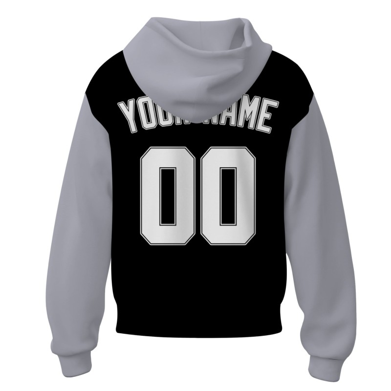Custom Black Gray White-Black Classic Style Sweatshirt Pullover Hoodie with Raglan Sleeves