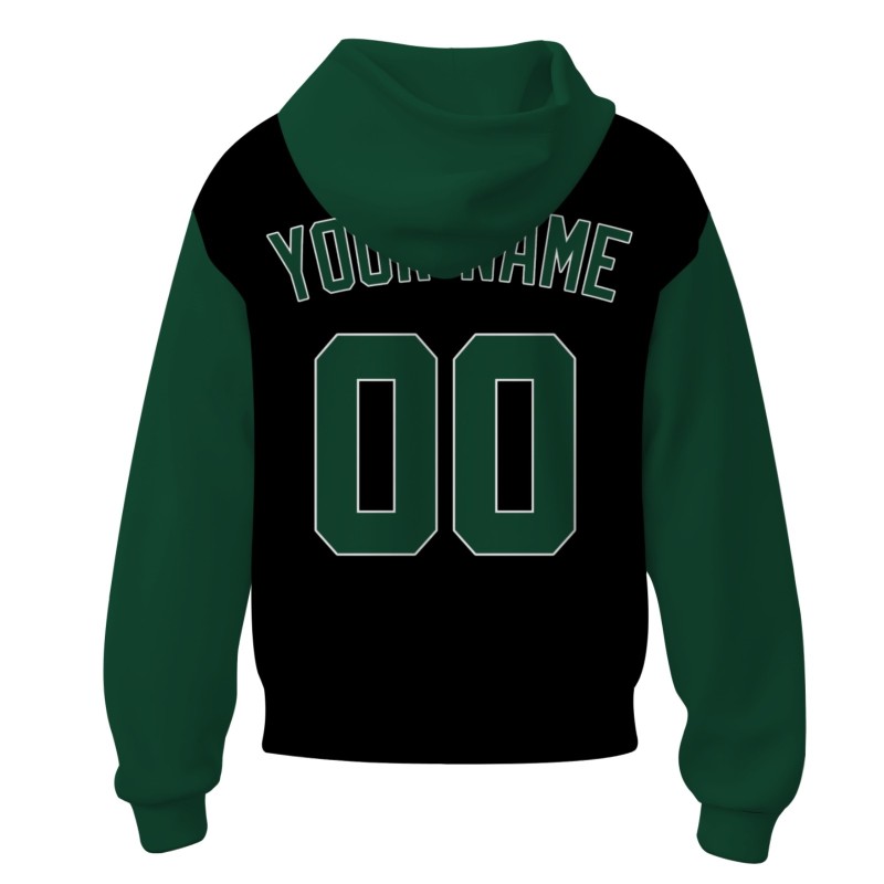 Custom Black Pine Green-White Classic Style Sweatshirt Pullover Hoodie with Raglan Sleeves