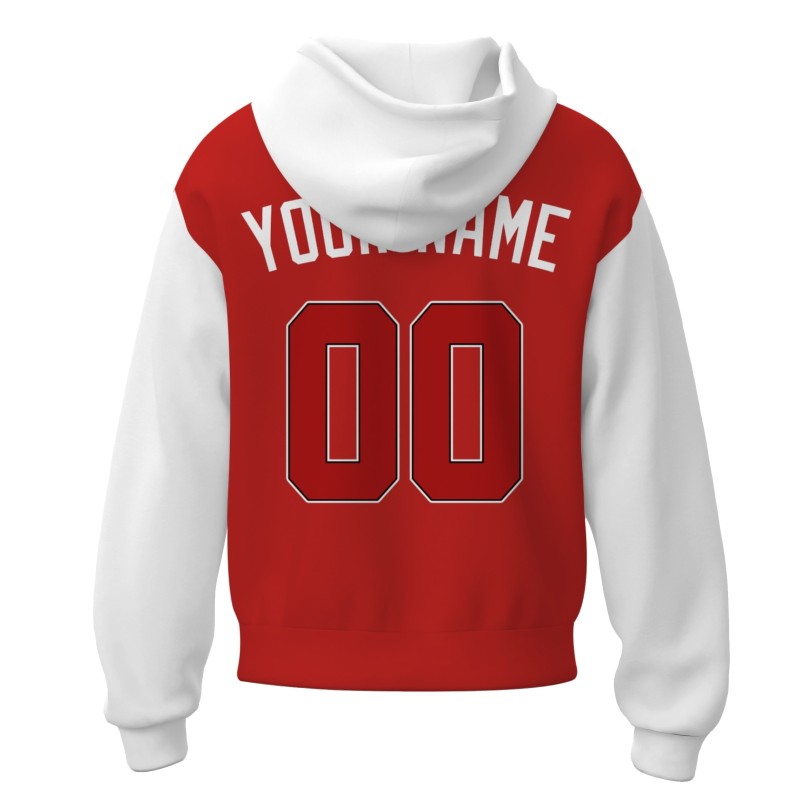 Custom Red White Red-Black Classic Style Sweatshirt Pullover Hoodie with Raglan Sleeves
