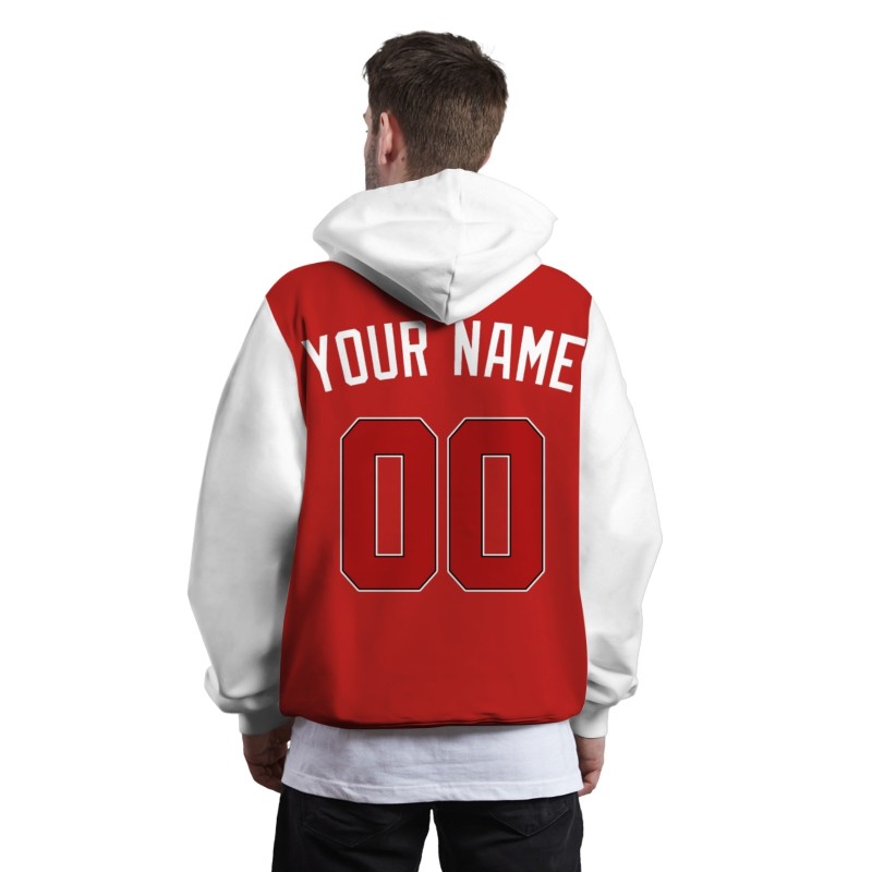 Custom Red White Red-Black Classic Style Sweatshirt Pullover Hoodie with Raglan Sleeves