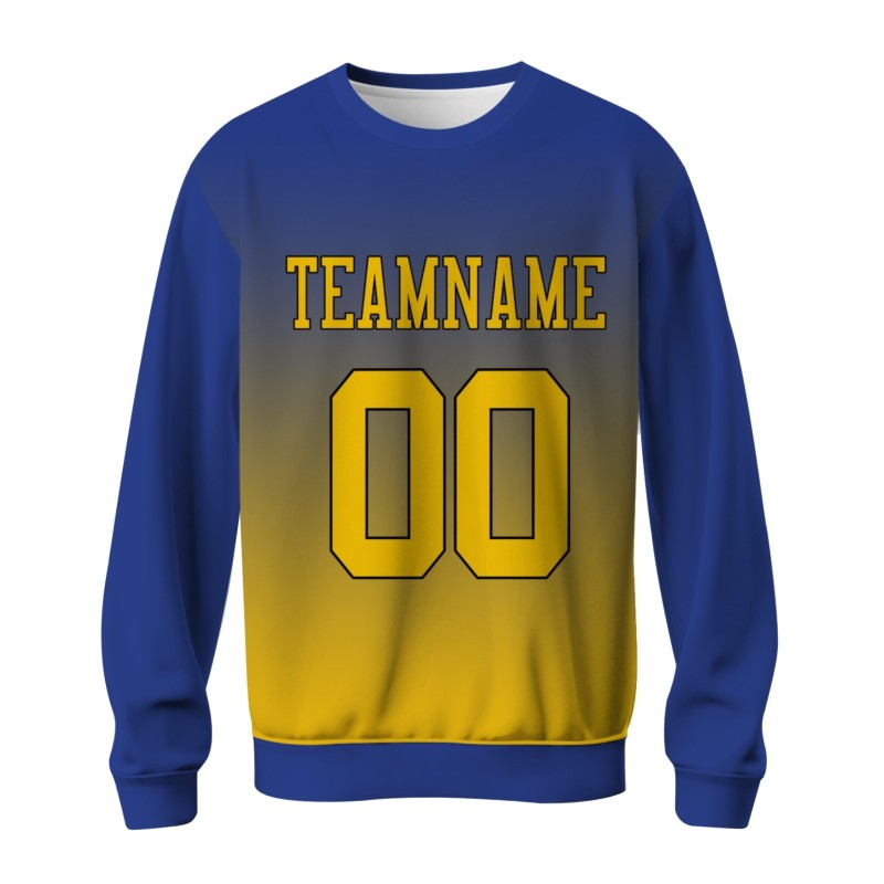 Custom Blue Violet Yellow-Black Personalized Fashion Crew Neck Pullover