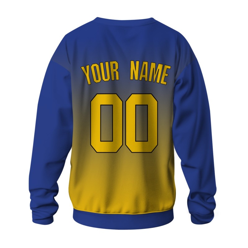 Custom Blue Violet Yellow-Black Personalized Fashion Crew Neck Pullover
