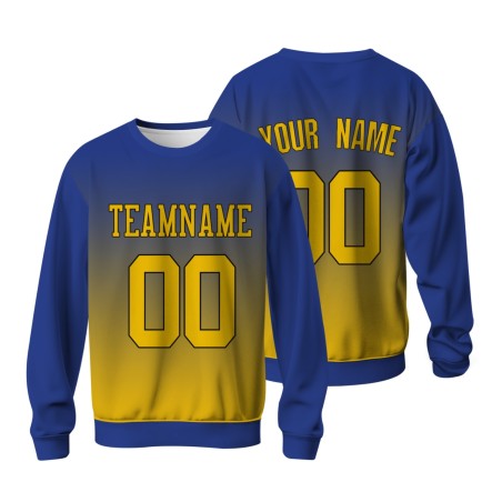 Custom Blue Violet Yellow-Black Personalized Fashion Crew Neck Pullover