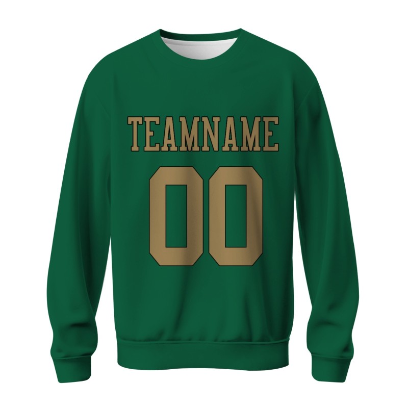 Custom Oliver Green Old Gold-Black Personalized Fashion Crew Neck Pullover