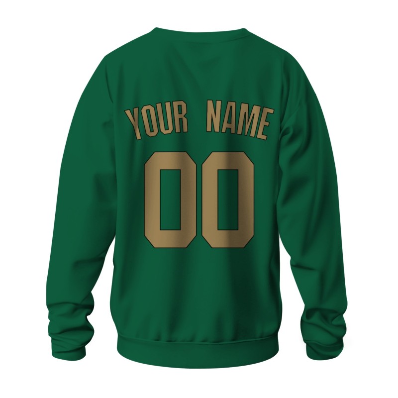 Custom Oliver Green Old Gold-Black Personalized Fashion Crew Neck Pullover