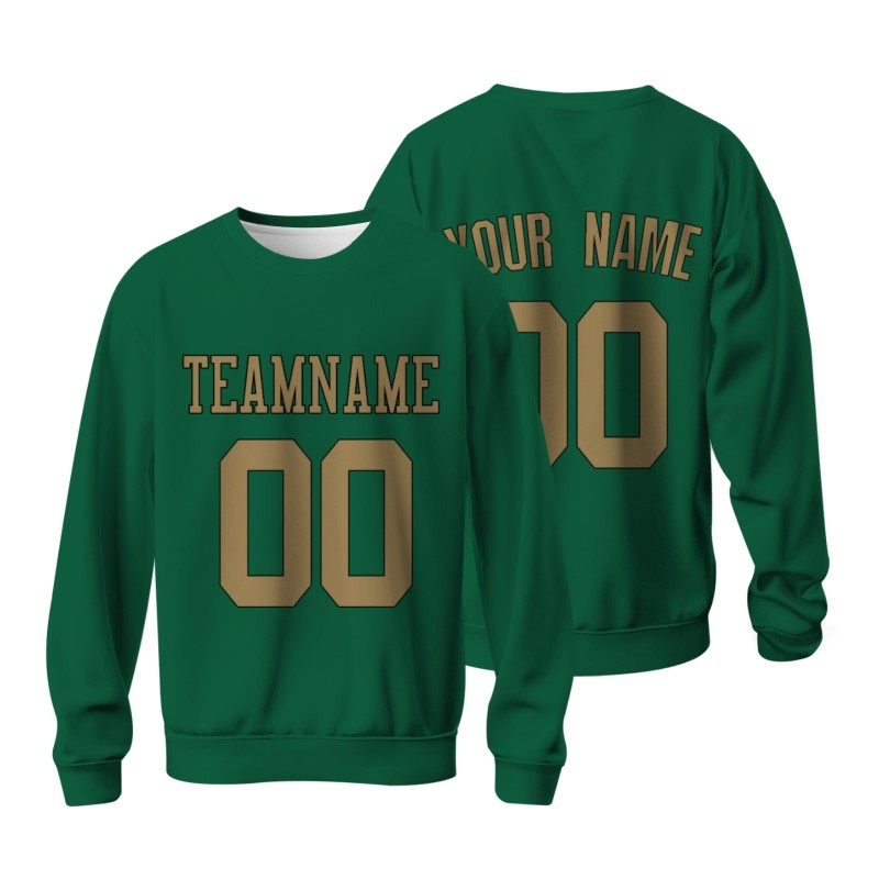 Custom Oliver Green Old Gold-Black Personalized Fashion Crew Neck Pullover