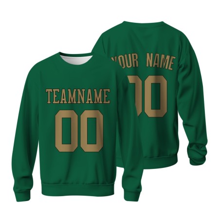 Custom Oliver Green Old Gold-Black Personalized Fashion Crew Neck Pullover
