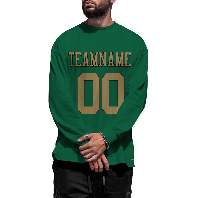 Custom Oliver Green Old Gold-Black Personalized Fashion Crew Neck Pullover