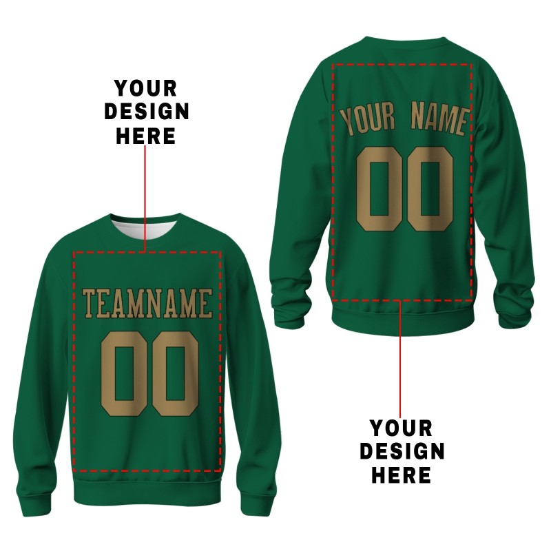 Custom Oliver Green Old Gold-Black Personalized Fashion Crew Neck Pullover