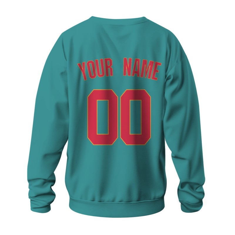 Custom Emerald Red-Yellow Personalized Fashion Crew Neck Pullover