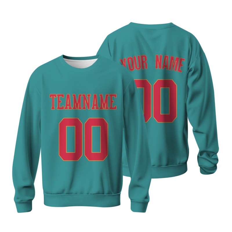 Custom Emerald Red-Yellow Personalized Fashion Crew Neck Pullover
