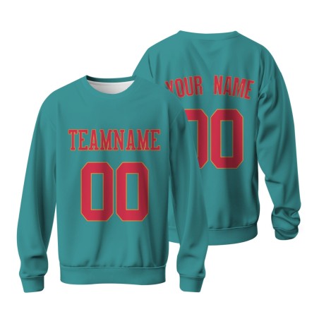 Custom Emerald Red-Yellow Personalized Fashion Crew Neck Pullover