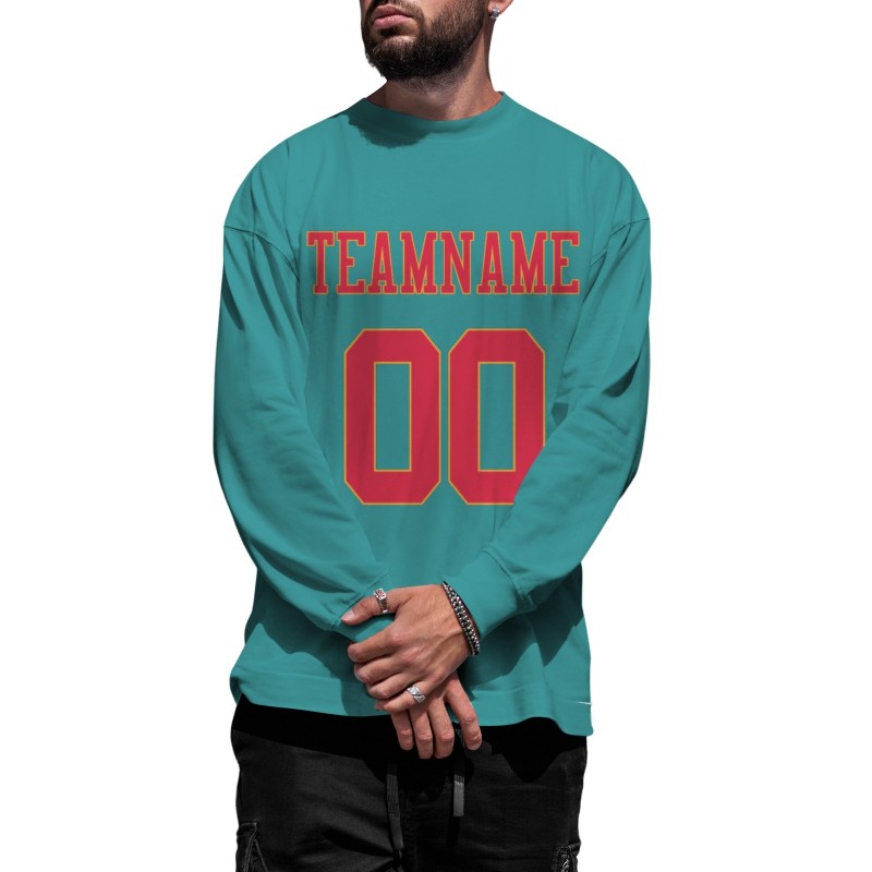 Custom Emerald Red-Yellow Personalized Fashion Crew Neck Pullover